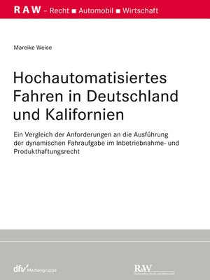 cover image of Hochautomatisiertes Fahren in Deutschland und Kalifornien